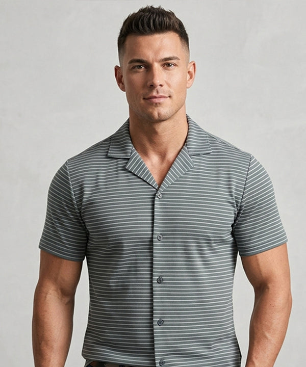 Men’s Pinstripe Drawstring Co-Ord Suit– Relaxed Fit- Green Stripe
