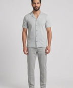 Men’s Pinstripe Drawstring Co-Ord Suit– Relaxed Fit- Grey Stripe