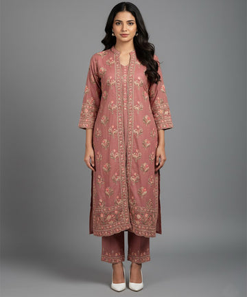 Women's EMBROIDERED SUIT - Rust