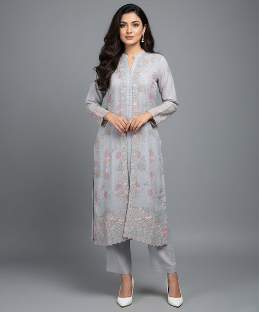 Women's EMBROIDERED SUIT - L Purple