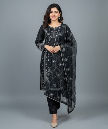 Women's EMBROIDERED SUIT - Black