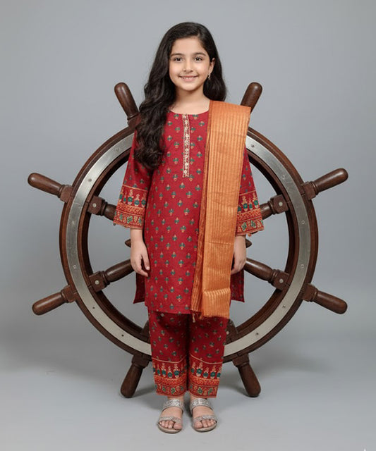 Girls  - Pret 3 Piece Printed Maroon