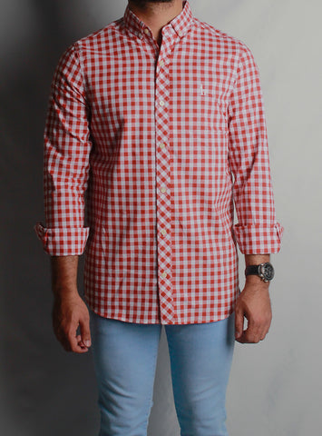 Men's Casual Shirt SHC-1488 RUST CHK