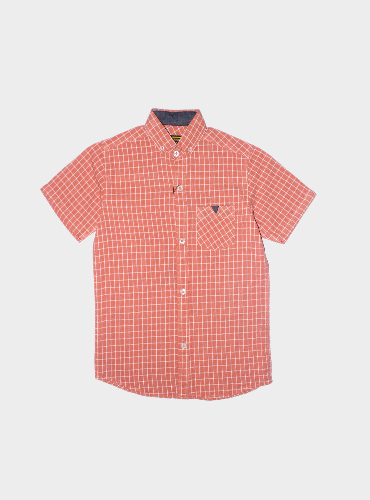 Button Down Checkered Boy Shirt Bsh-0050 Rust Chk