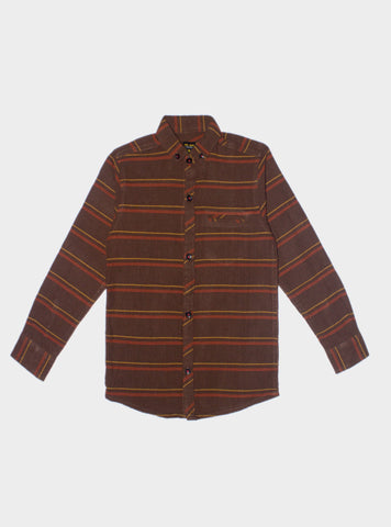 Button Down Striped Boy Shirt Bsh-0044 Brown Striped