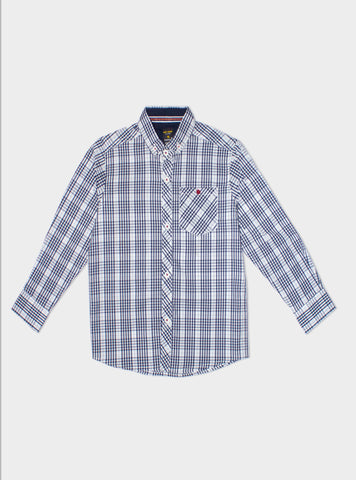 Button Down Checkered Boy Shirt Bsh-0029 W/Navy Chk