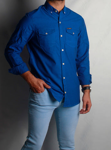 Men's Casual Shirt SHC-1486 TEXTURE BLUE