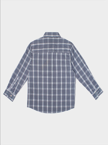 Button Down Checkered Boy Shirt Bsh-0029 W/Navy Chk