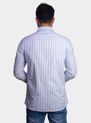 Striped Casual Shirt - Shc-1444 L-Blue Stripes